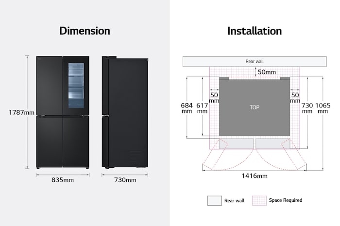LG 431L French Door Fridge with InstaView in Black Steel Finish, GC-V22FFQMB
