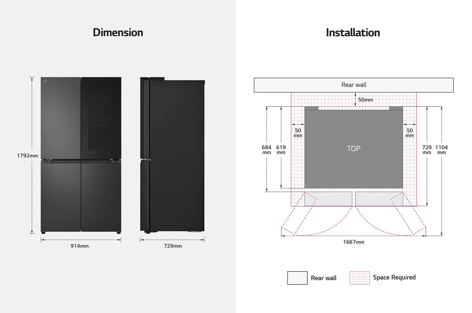 LG 601L French Door Fridge with InstaView in Matte Black Finish, GC-V24FFCHB