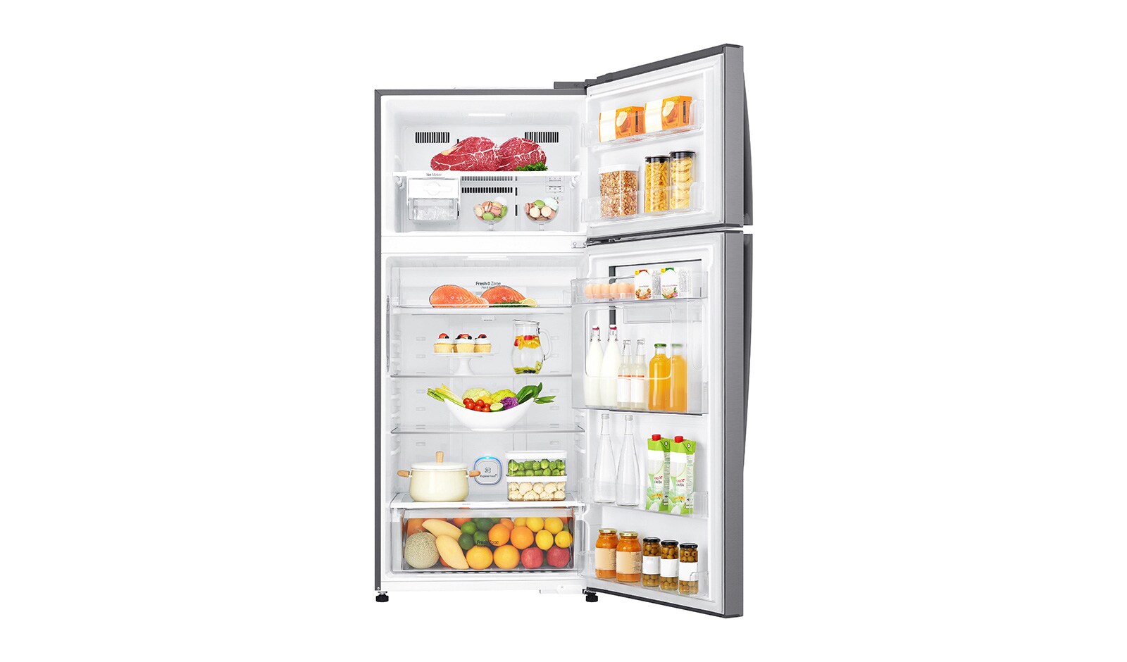 LG IEC Gross 549L Platinum Silver Top Freezer with Inverter Linear Compressor & DoorCooling+, GN-A702HLHU