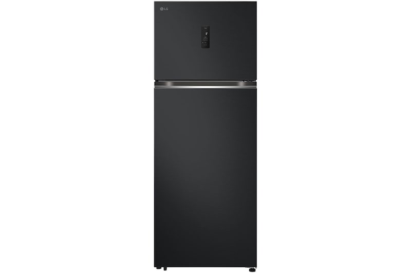 Front view of 493L Top Freezer Fridge in Essence Matt Black, GN-B452PQBK