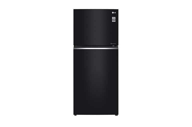 Front view of IEC Gross 427L Black Glass TOP FREEZER with Inverter Linear Compressor &amp; DoorCooling&#43; GN-C422SGCU