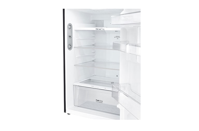 LG IEC Gross 427L Black Glass TOP FREEZER with Inverter Linear Compressor & DoorCooling+, GN-C422SGCU