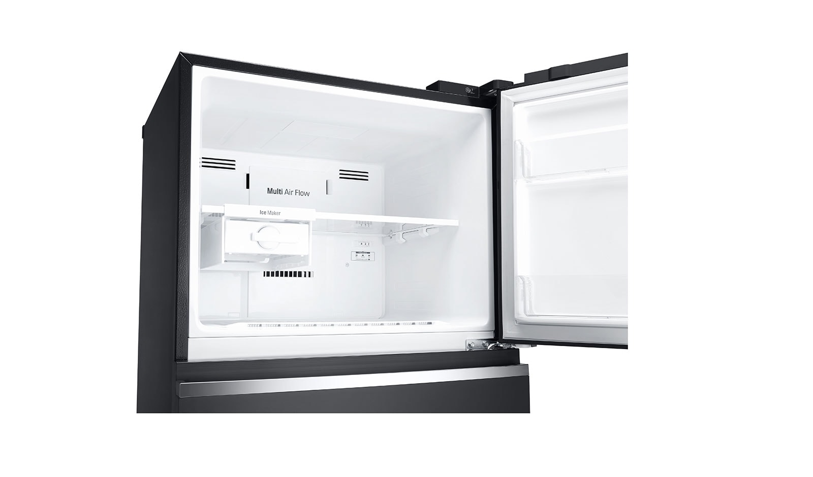 LG IEC Gross 427L Black Glass TOP FREEZER with Inverter Linear Compressor & DoorCooling+, GN-C422SGCU
