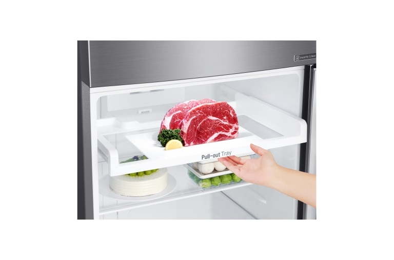 LG IEC Gross 427L Platinum Silver Top Freezer with Inverter Linear Compressor & DoorCooling+, GN-C422SLCU