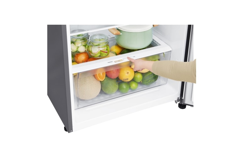 LG IEC Gross 427L Platinum Silver Top Freezer with Inverter Linear Compressor & DoorCooling+, GN-C422SLCU