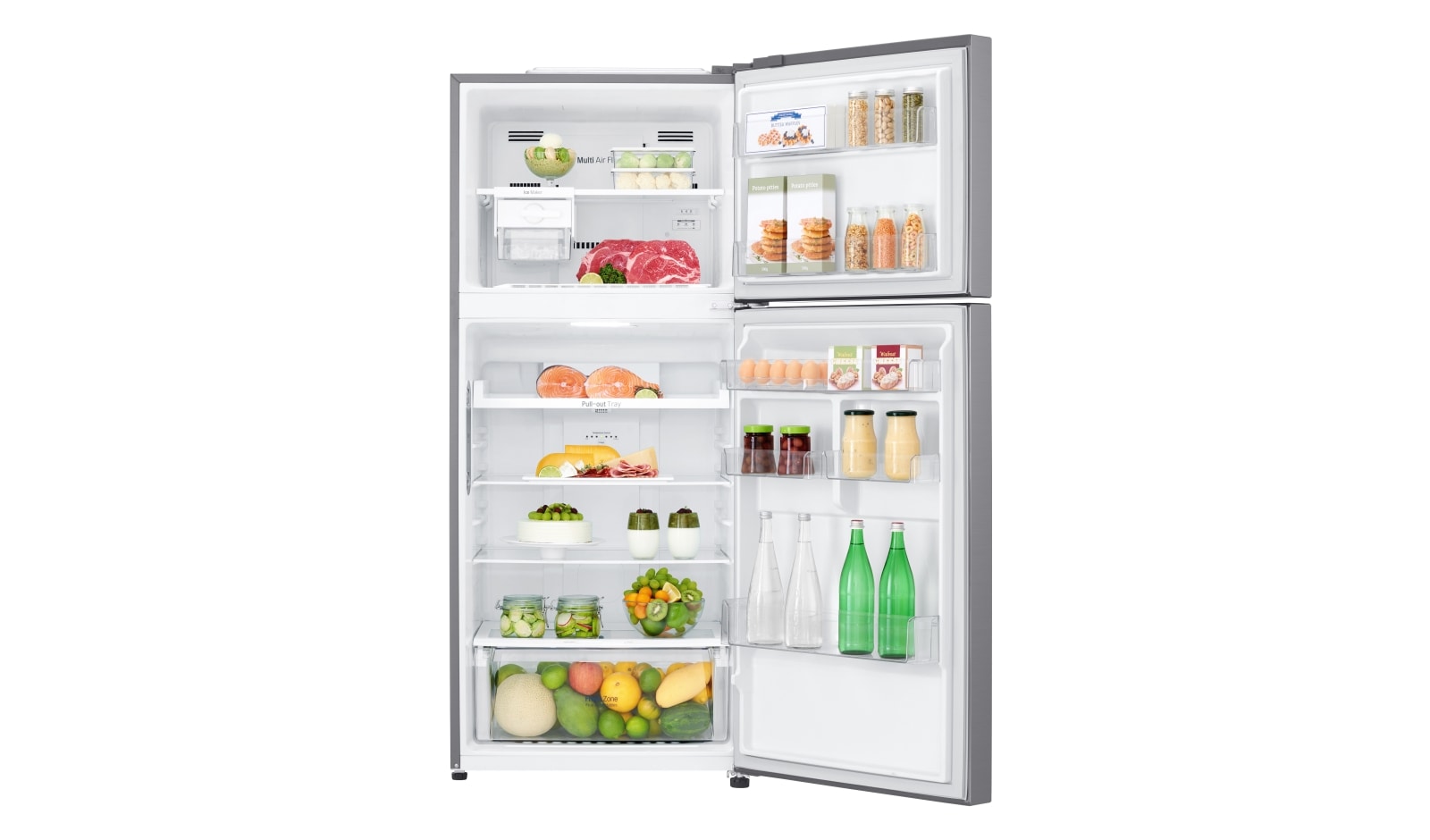 LG IEC Gross 427L Platinum Silver Top Freezer with Inverter Linear Compressor & DoorCooling+, GN-C422SLCU