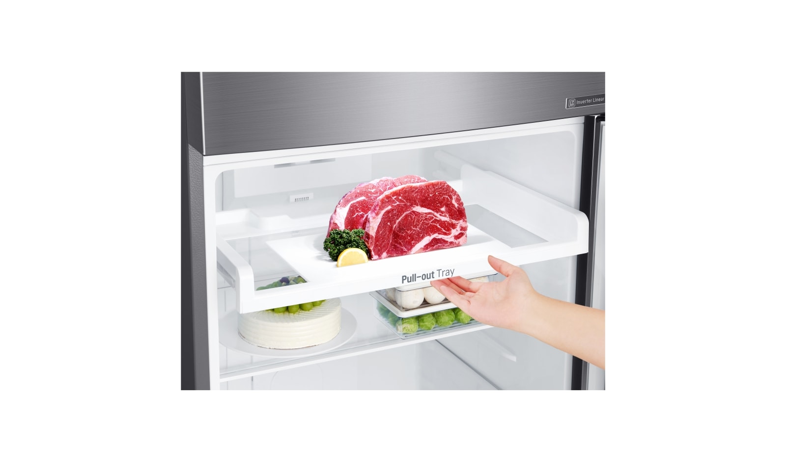 LG IEC Gross 427L Platinum Silver Top Freezer with Inverter Linear Compressor & DoorCooling+, GN-C422SLCU