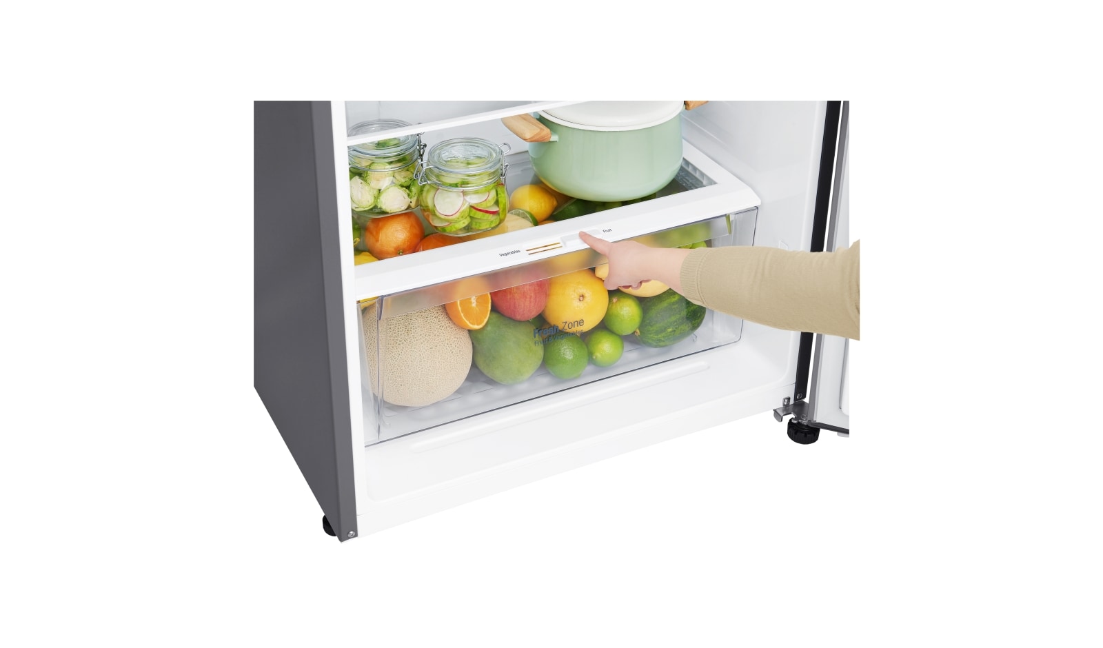 LG IEC Gross 427L Platinum Silver Top Freezer with Inverter Linear Compressor & DoorCooling+, GN-C422SLCU