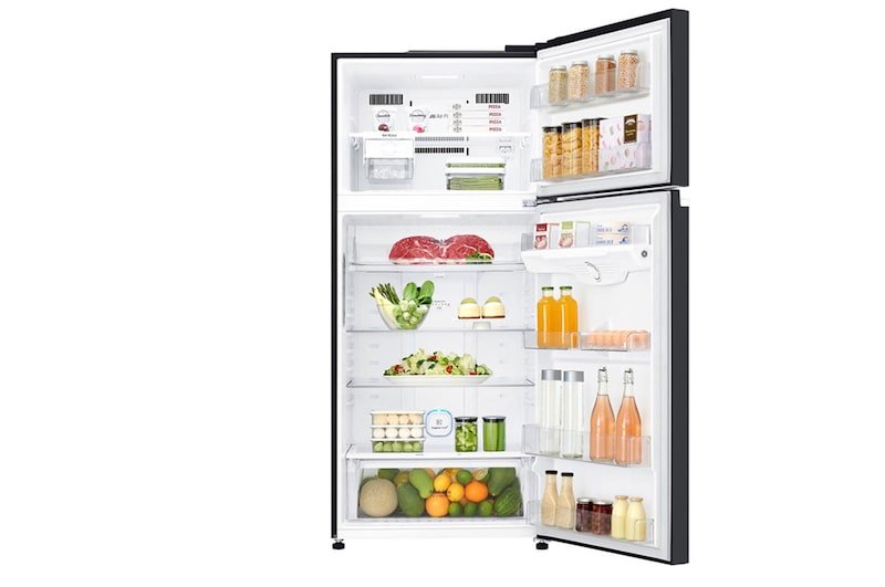 LG 547L Top Freezer Fridge in Black Curved Glass Finish , GN-C702SGGC