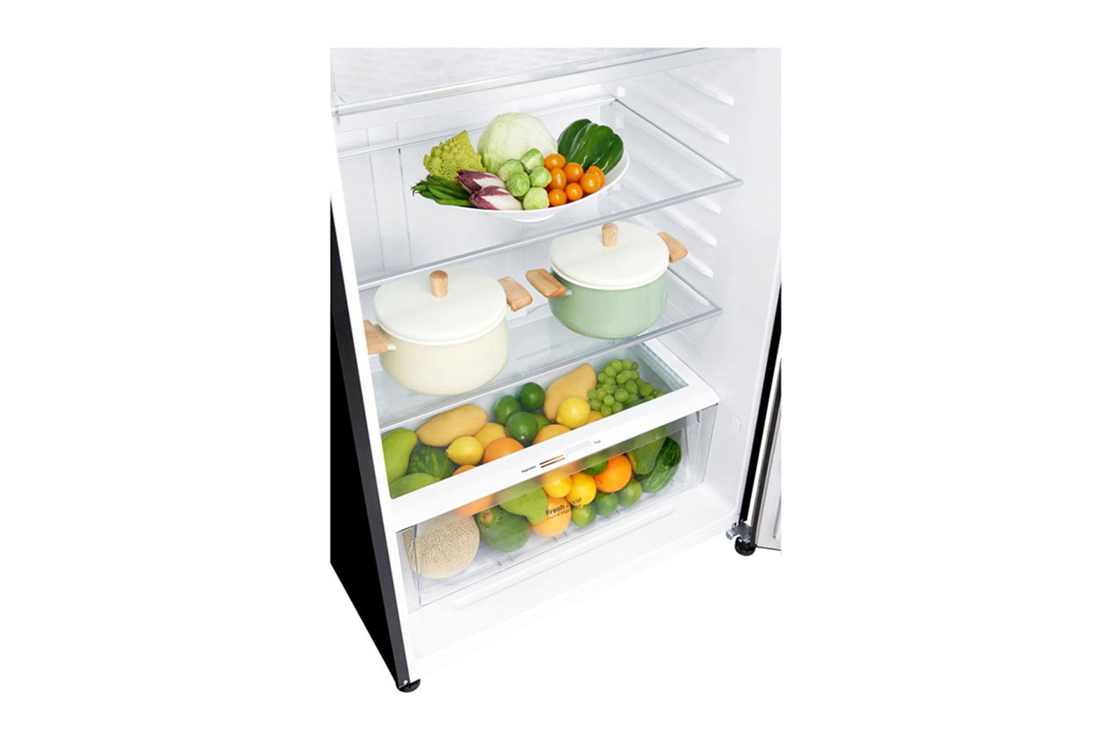LG 547L Top Freezer Fridge in Black Curved Glass Finish , GN-C702SGGC