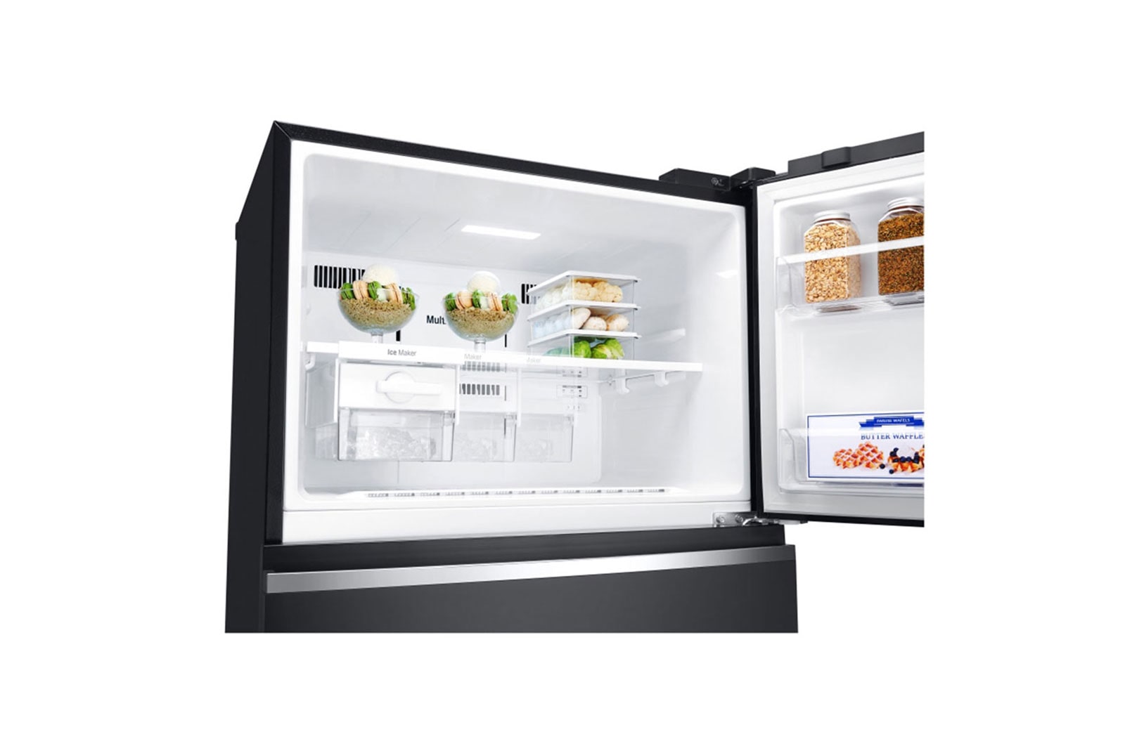 LG 547L Top Freezer Fridge in Black Curved Glass Finish , GN-C702SGGC
