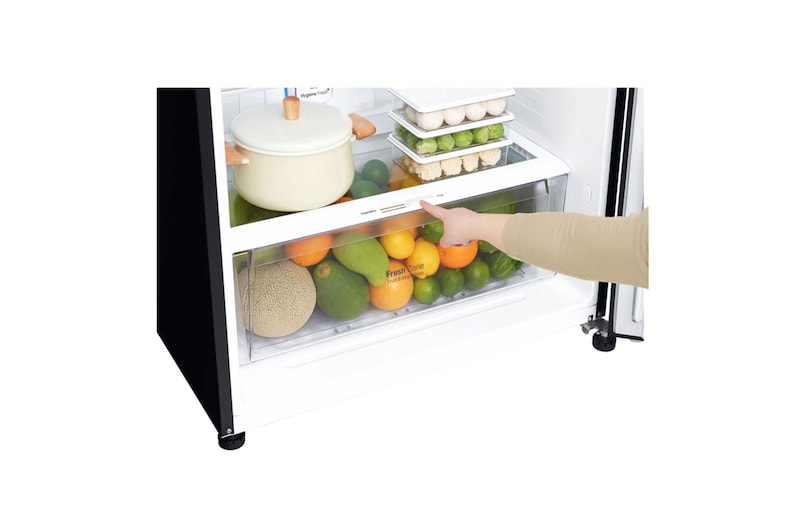 LG 547L Top Freezer Fridge in Black Curved Glass Finish , GN-C702SGGC