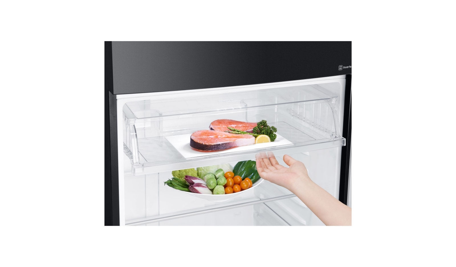 LG IEC Gross 547L Black Curved Class Top Freezer with Inverter Linear Compressor &  DoorCooling+, GN-C702SGGU