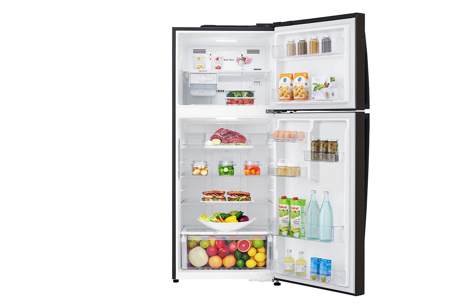 LG 437L Top Freezer Fridge in Black Metal Finish , GN-H432HXHC