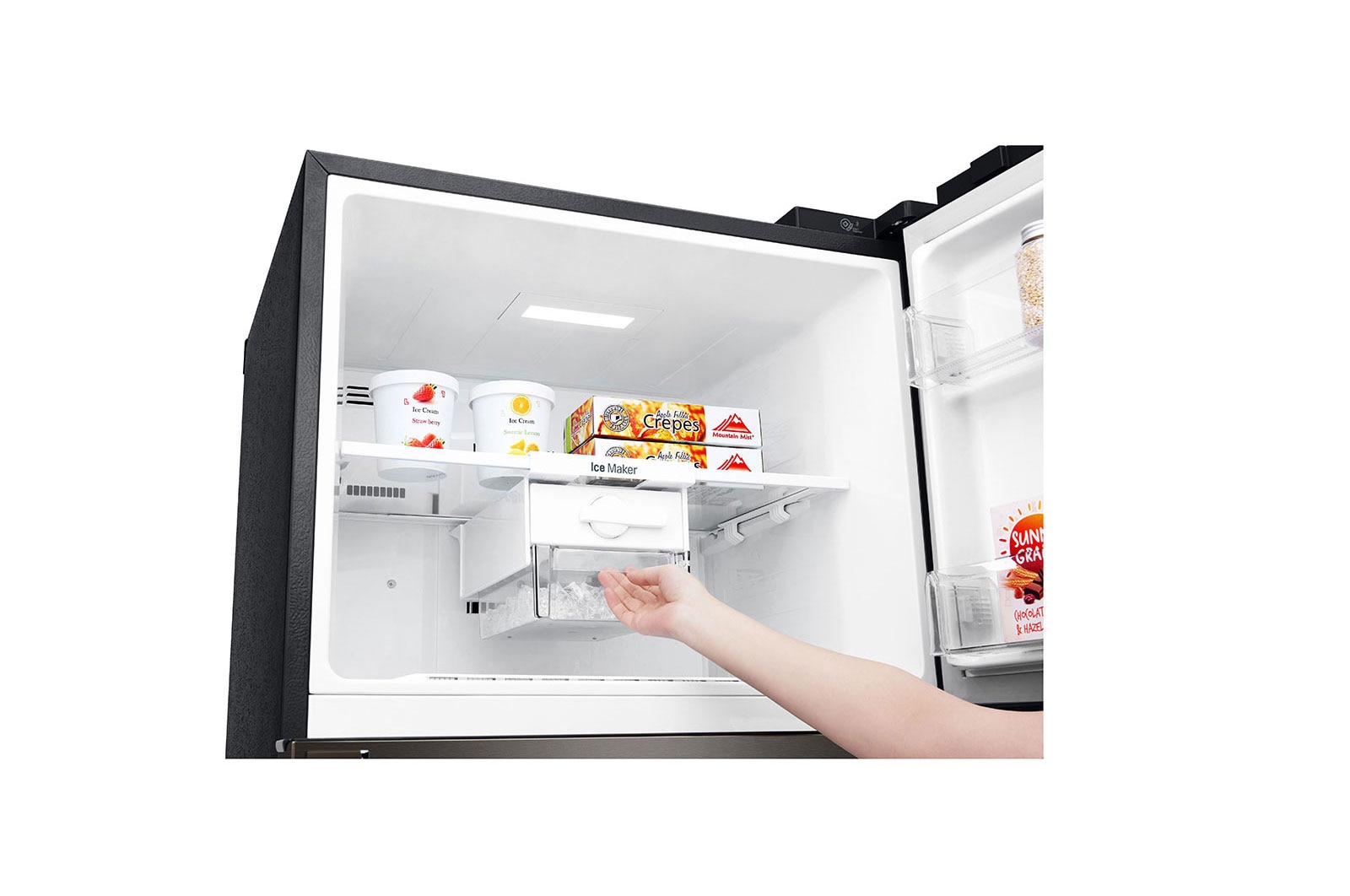 LG 437L Top Freezer Fridge in Black Metal Finish , GN-H432HXHC
