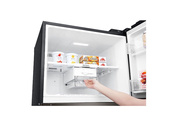 LG 437L Top Freezer Fridge in Black Metal Finish , GN-H432HXHC