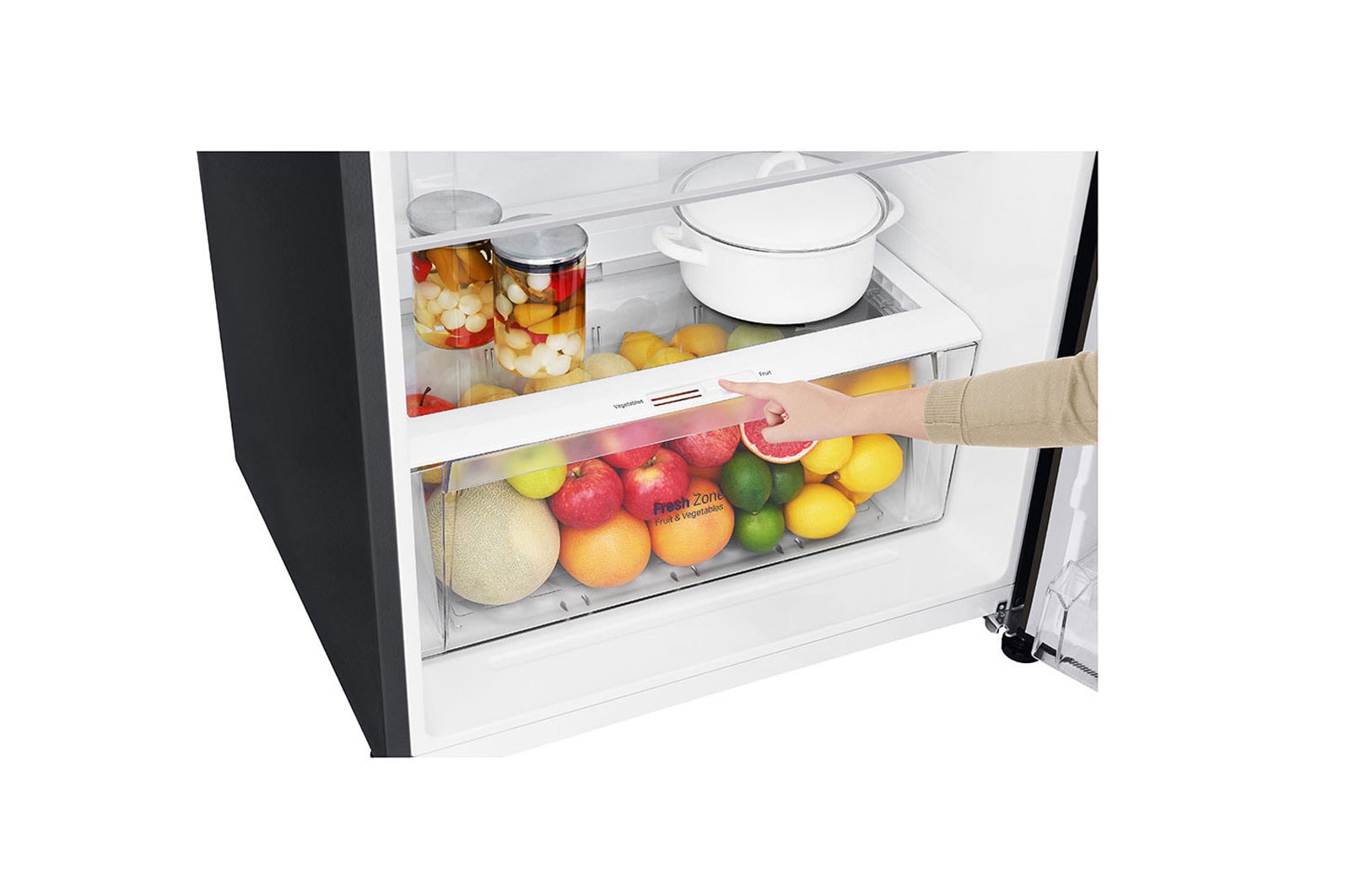 LG 437L Top Freezer Fridge in Black Metal Finish , GN-H432HXHC