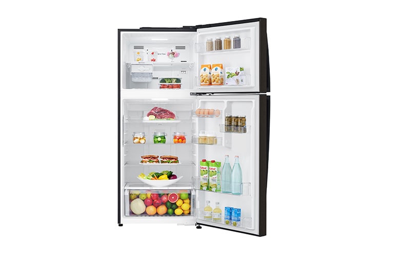 LG IEC Gross 437L Black Steele TOP FREEZER with Inverter Linear Compressor & DoorCooling+, GN-H432HXHU