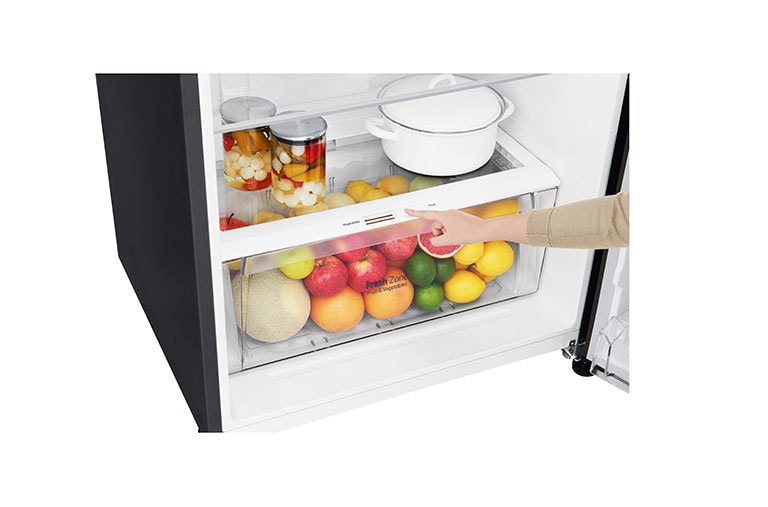 LG IEC Gross 437L Black Steele TOP FREEZER with Inverter Linear Compressor & DoorCooling+, GN-H432HXHU
