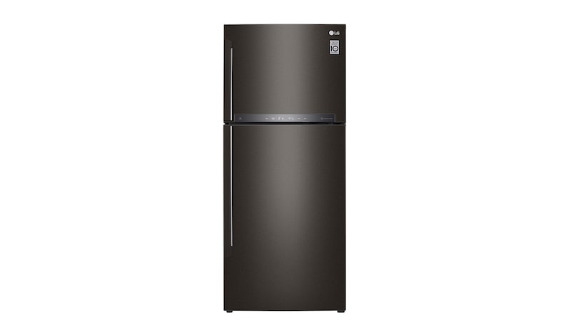 Front view of IEC Gross 437L Black Steele TOP FREEZER with Inverter Linear Compressor & DoorCooling+ GN-H432HXHU