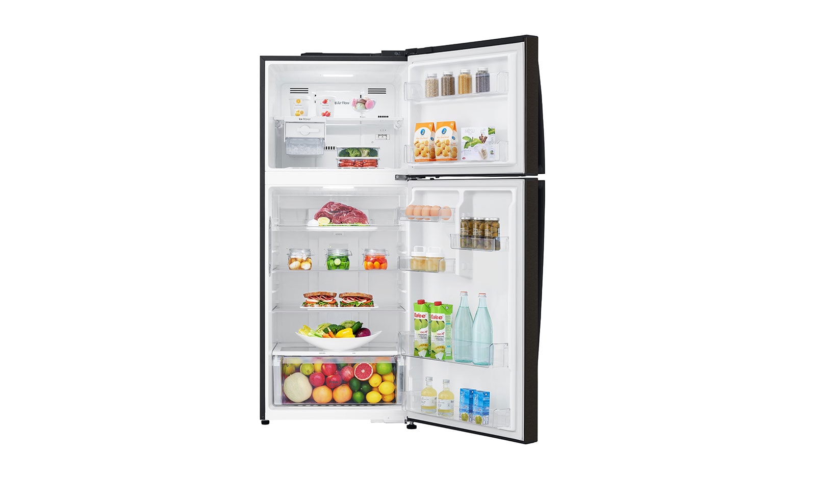 LG IEC Gross 437L Black Steele TOP FREEZER with Inverter Linear Compressor & DoorCooling+, GN-H432HXHU