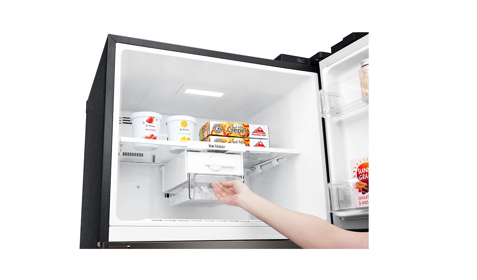 LG IEC Gross 437L Black Steele TOP FREEZER with Inverter Linear Compressor & DoorCooling+, GN-H432HXHU