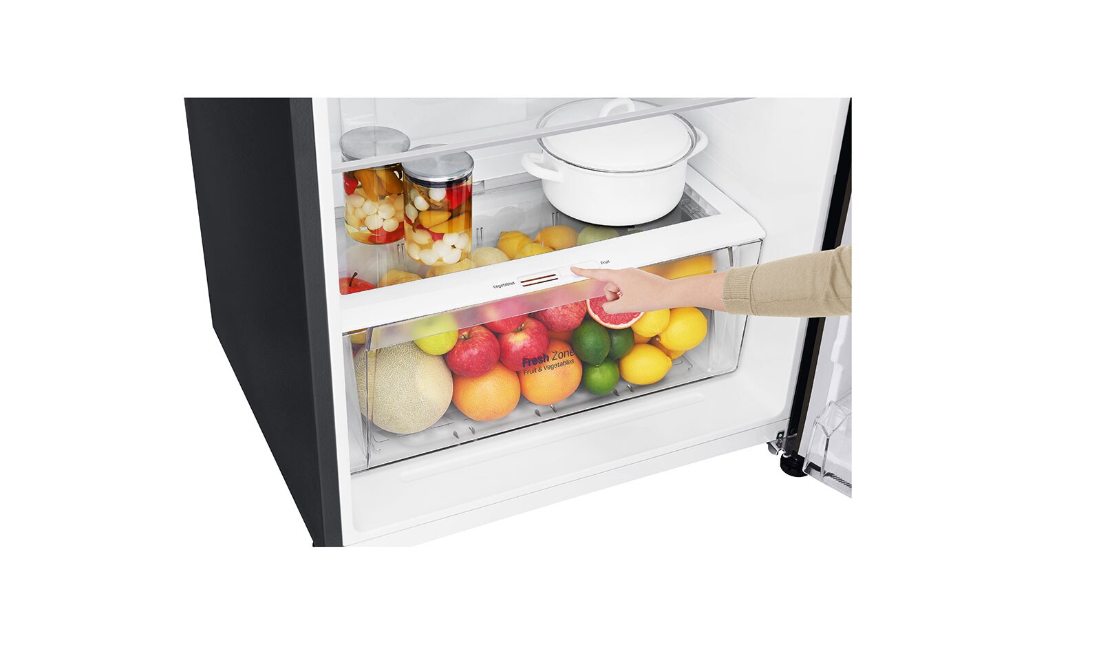 LG IEC Gross 437L Black Steele TOP FREEZER with Inverter Linear Compressor & DoorCooling+, GN-H432HXHU