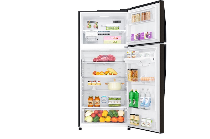 LG 516L Top Freezer Fridge in Black Metal Finish , GN-H602HXHC