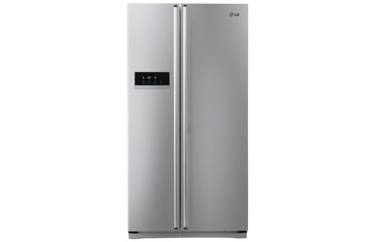 Front view of 581L Platinum Silver, Button LED Temperature Control Side By Side GR-B207BLJV