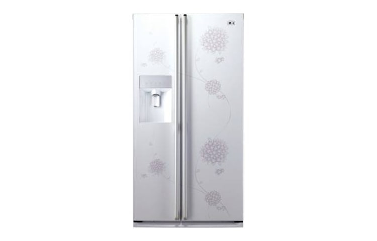 Front view of 567L Bouquet Flower Side By Side GR-L207BPK