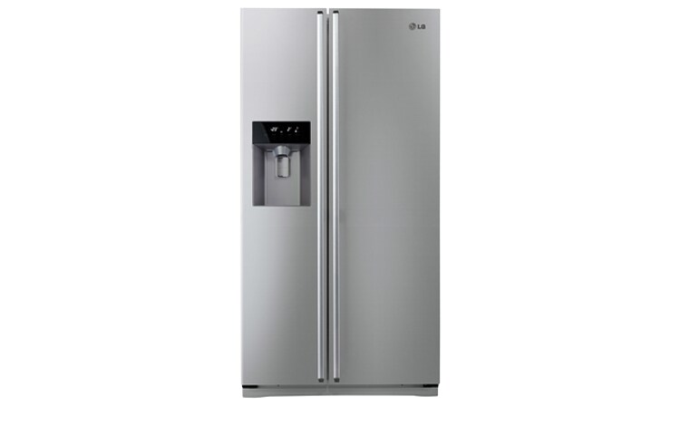 Front view of 567L Platinum Silver, Non Plumbing Dispenser Side by Side GR-L207BPXV