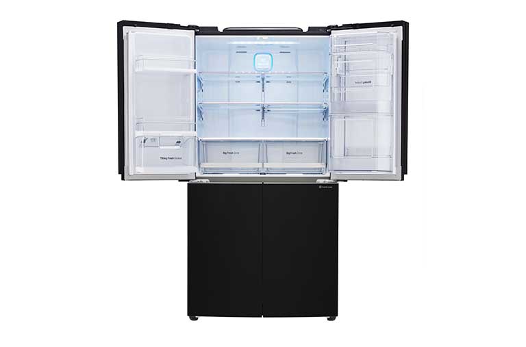 LG IEC Gross 725L Black Glass Multi-Door Refrigerators with Inverter Linear Compressor & Door in Door™, GR-M24FBGHL