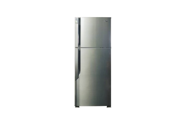 Front view of 460L Stainless Steel, Green Plasma Top Mount Fridge GR-M492CSN