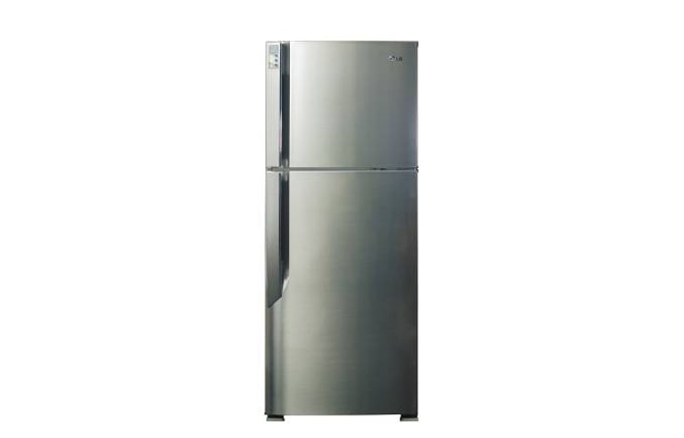 Front view of 460L Stainless Steel, Green Plasma Top Mount Fridge GR-M492CSNA