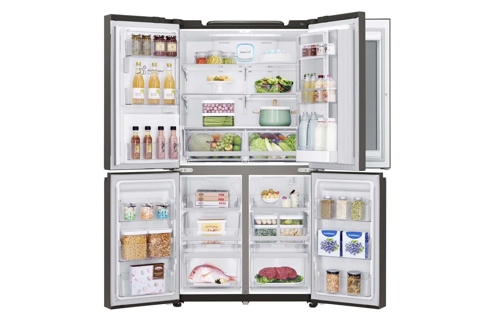 LG IEC Gross 705L Gross Capacity Black Stainless Steel Multi-Door Refrigerators with Inverter Linear Compressor & InstaView Door-in-Door®, GR-X24FTKHL