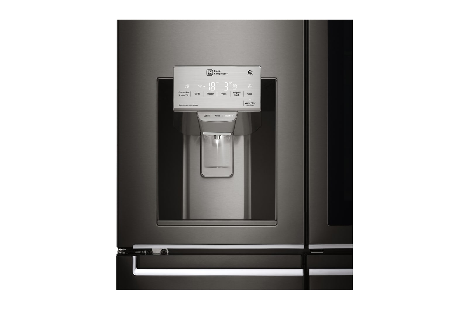 LG IEC Gross 705L Gross Capacity Black Stainless Steel Multi-Door Refrigerators with Inverter Linear Compressor & InstaView Door-in-Door®, GR-X24FTKHL