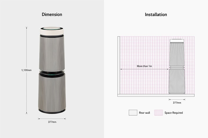 LG PuriCare™ 360º Alpha Pet Double (Beige) Air Purifier with Allergy Care and Pet Mode, AS10GDBY0