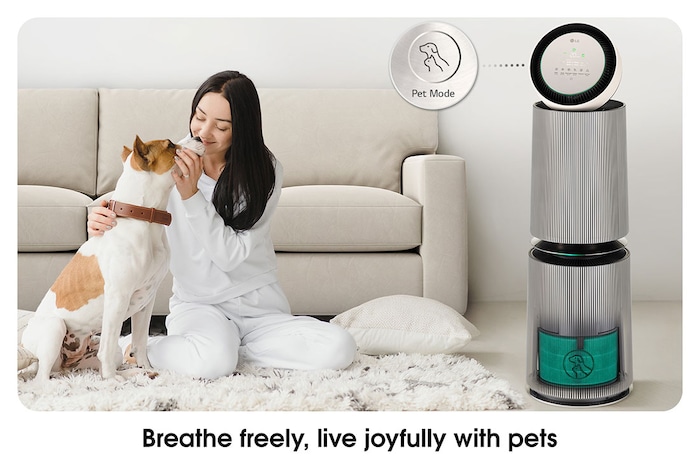 LG PuriCare™ 360º Alpha Pet Double (Beige) Air Purifier with Allergy Care and Pet Mode, AS10GDBY0