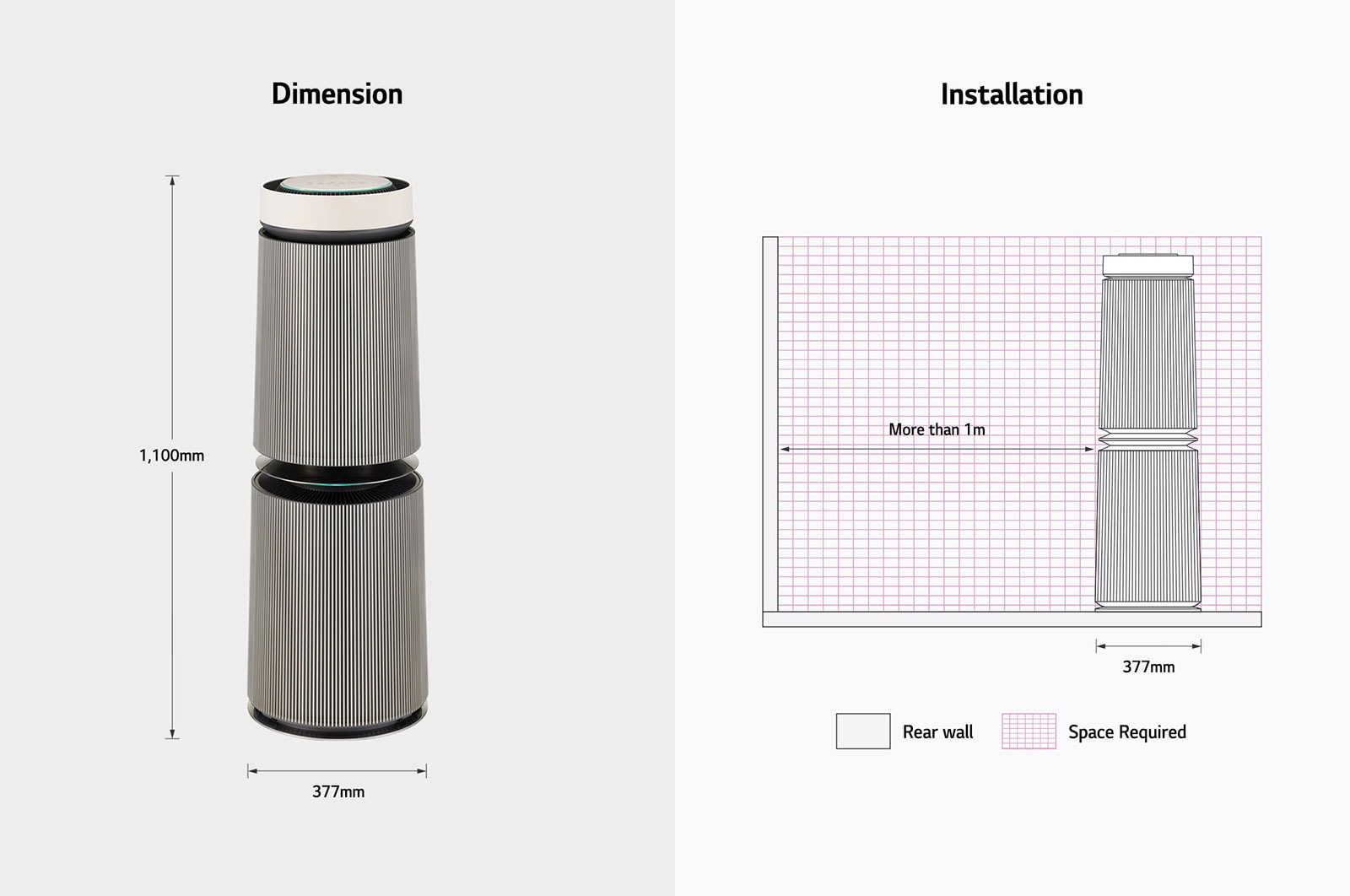 LG PuriCare™ 360º Alpha Pet Double (Beige) Air Purifier with Allergy Care and Pet Mode, AS10GDBY0
