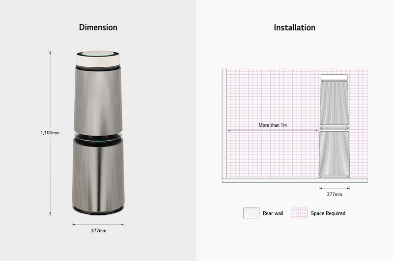 LG PuriCare™ 360º Alpha Pet Double (Beige) Air Purifier with Allergy Care and Pet Mode, AS10GDBY0