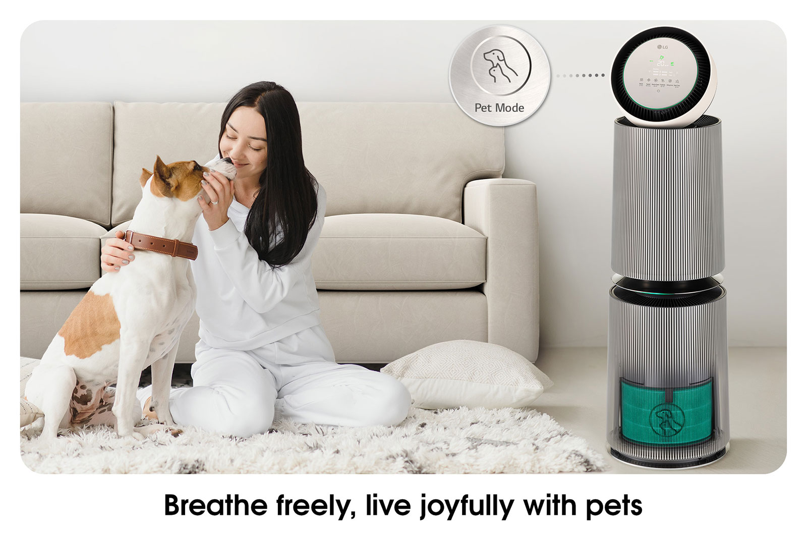 LG PuriCare 360 Alpha Pet Double Beige Air Purifier with Allergy Care and Pet Mode AS10GDBY0 LG MY