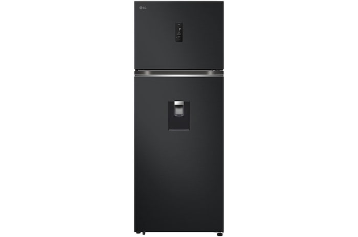 Front view of [RENTAL] 493L Top Freezer Fridge in Essence Matt Black with Water Dispenser & Auto Ice maker, GN-F452PQAK