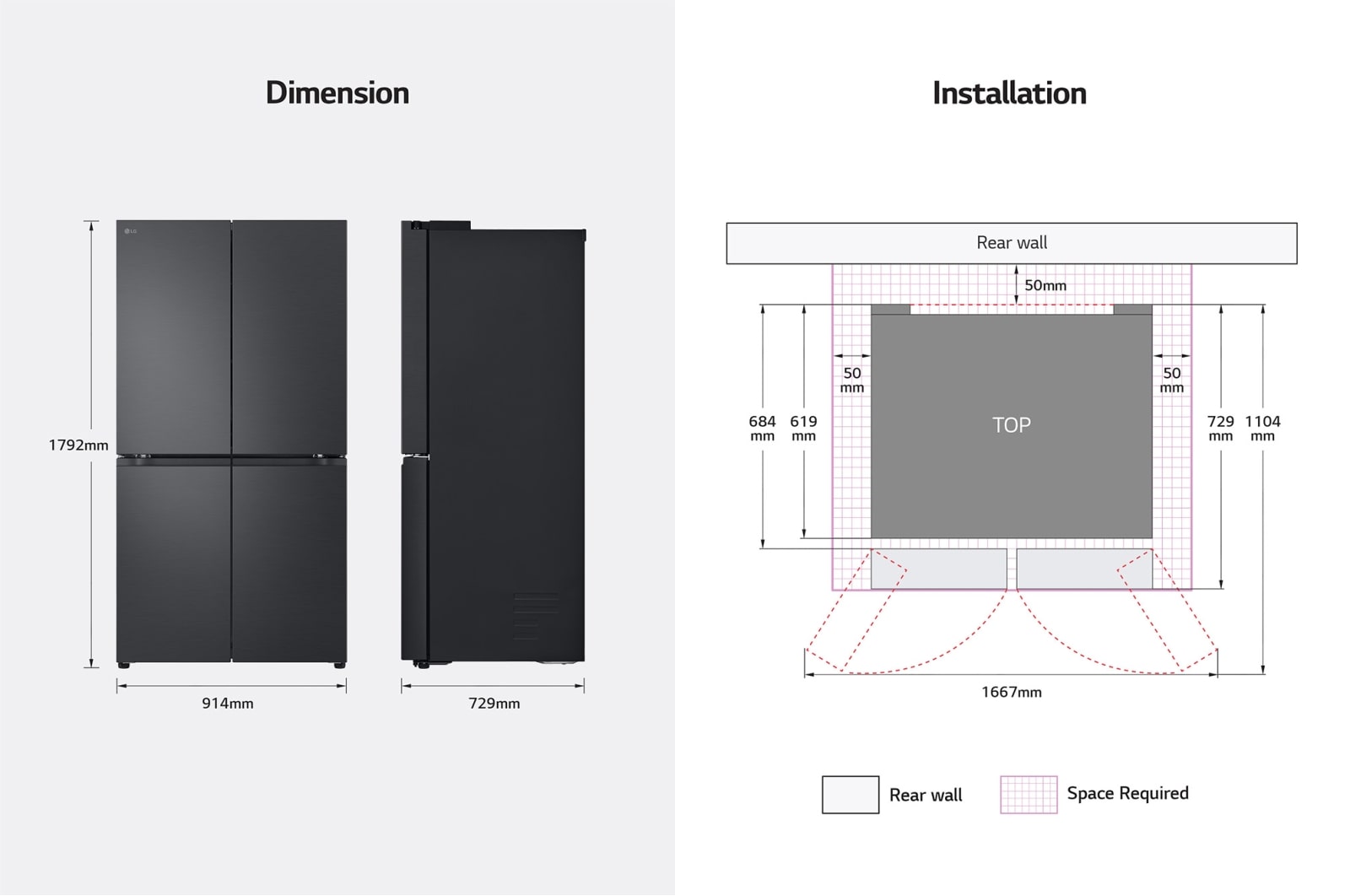 LG [RENTAL] 665L French Door Fridge in Matte Black Finish, GC-B24FFCPB