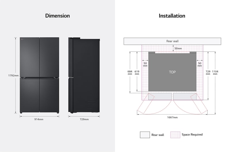 LG [Subscribe] 665L French Door Fridge in Matte Black Finish, GC-B24FFCPB