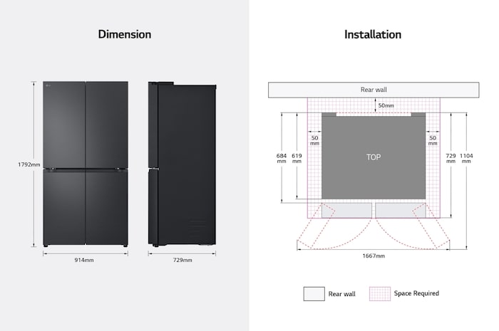 LG [Subscribe] 665L French Door Fridge in Matte Black Finish, GC-B24FFCPB