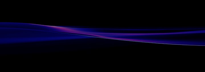 LG TV for gaming is visualized as abstract blue and purple wave-like lines on a dark background, extending horizontally with smooth curves and gradient tones to form a continuous flowing pattern.
