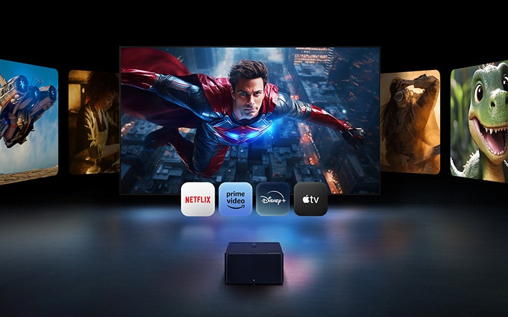 LG TV provides 4K content access with movies and streaming apps like Netflix, Amazon Prime Video, Disney+, YouTube, and Apple TV, emphasizing rich 4K entertainment choices and engaging visual experiences.