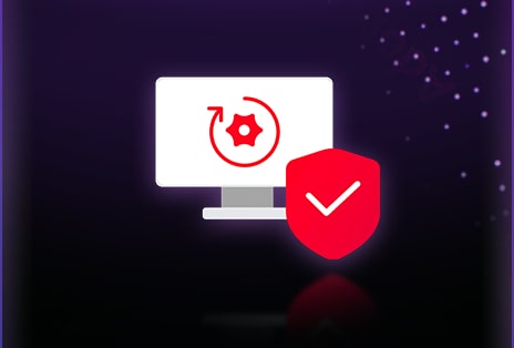LG AI TV with LG Shield is recognized for Security Update Management, illustrated by system and shield icons, where real-time monitoring and update mechanisms help prevent threats and maintain system protection.