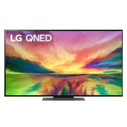 A front view of the LG QNED TV with infill image and product logo on
