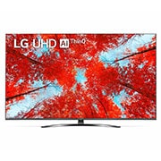 A front view of the LG UHD TV with infill image and product logo on